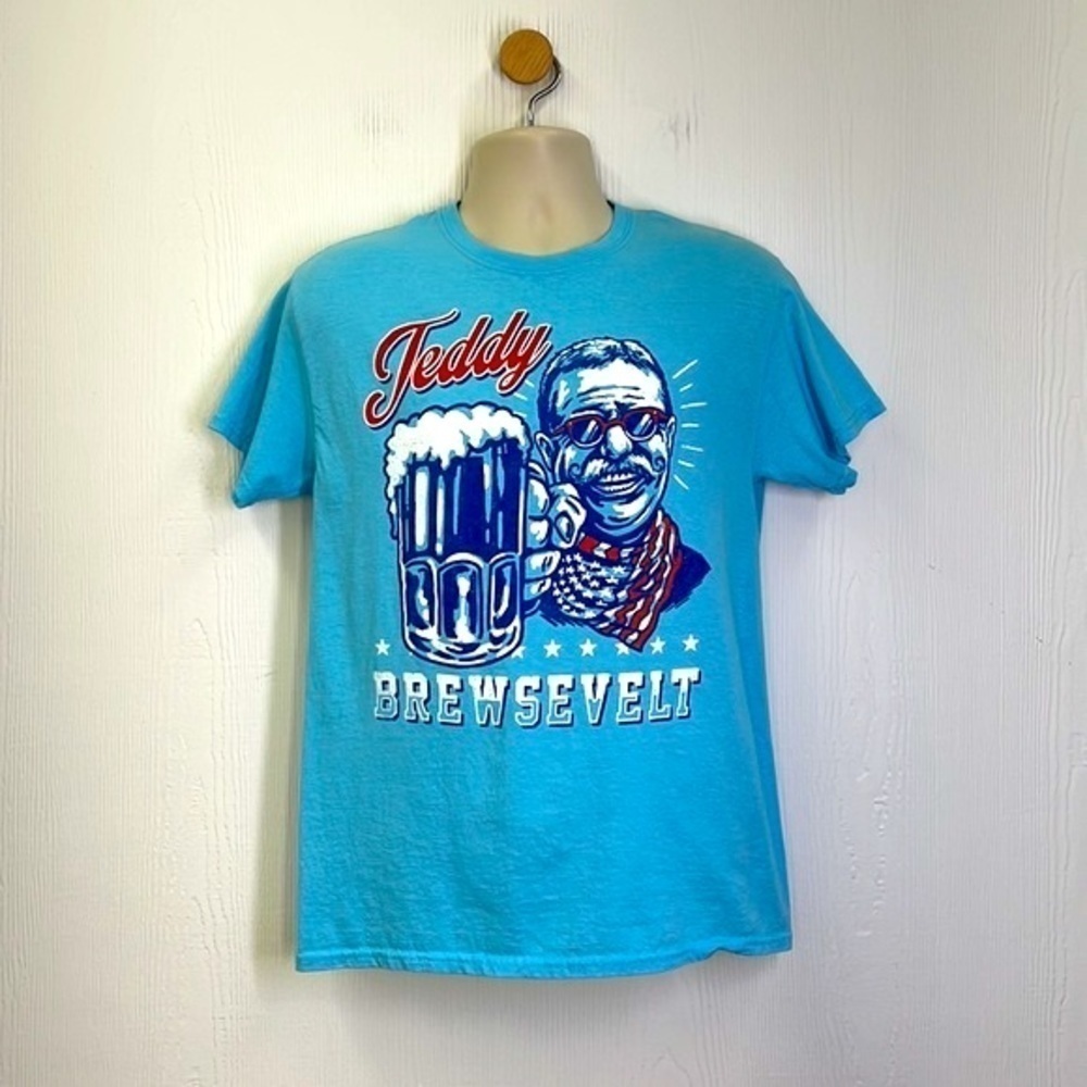 Freedom State Of Mind - Teddy Brewsevelt Graphic With Him & Beer T Shirt Size M - Picture 2 of 10
